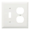 Pass & Seymour Combination Openings, 1 Toggle Switch and 1 Duplex Receptacle, Two Gang, White (Two Gang, White)