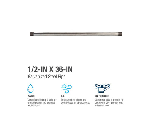Southland 1/2-in x 36-in Galvanized Steel Schedule 40 Pipe (1/2-in x 36-in, Galvanized)