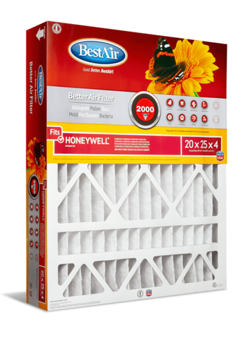 BestAir® 20 x 25 x 4 in. Air Cleaning Furnace Filter, MERV 11, Removes Allergens & Contaminants, For Honeywell Models (20 x 25 x 4)