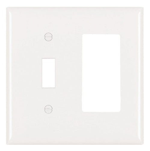 Pass & Seymour Trademaster Plate 2-Gang 1toggle 1 Decorator White (2 Gang, White)