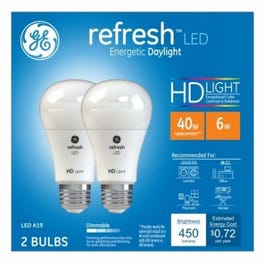 Refresh HD LED Light Bults, Daylight, 450 Lumens, 6-Watts, 2-Pk.