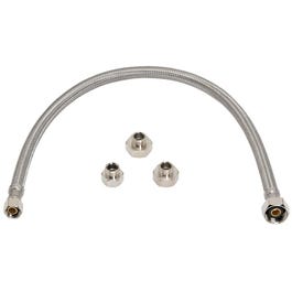 Universal Faucet Connector, Stainless Steel, 3/8-In. Compression x 1/2-In. Compression x 1/2-In. Female Iron Pipe x 7/16-In. Compression, 30-In.