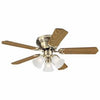 Contempra Trio Ceiling Fan With Light Fixture, Antique Brass, 42-In.