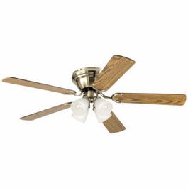 Contempra IV Ceiling Fan With Light Fixture, Antique Brass, 52-In.