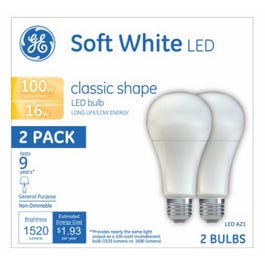 LED Light Bulbs, Soft White, 1520 Lumens, 16-Watts, 2-Pk.
