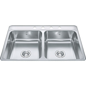 Franke Creemore Collection 33 Drop In 4-Hole Double Bowl Stainless Steel Kitchen Sink (33)